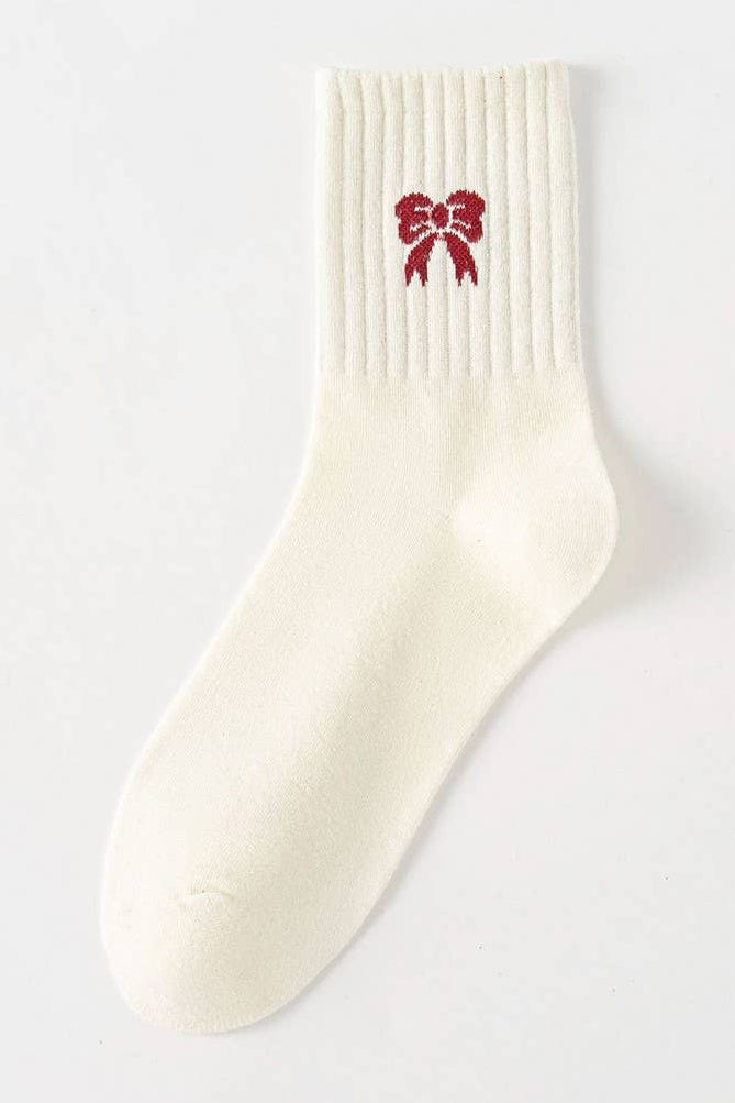 Bow Cotton Crew Socks