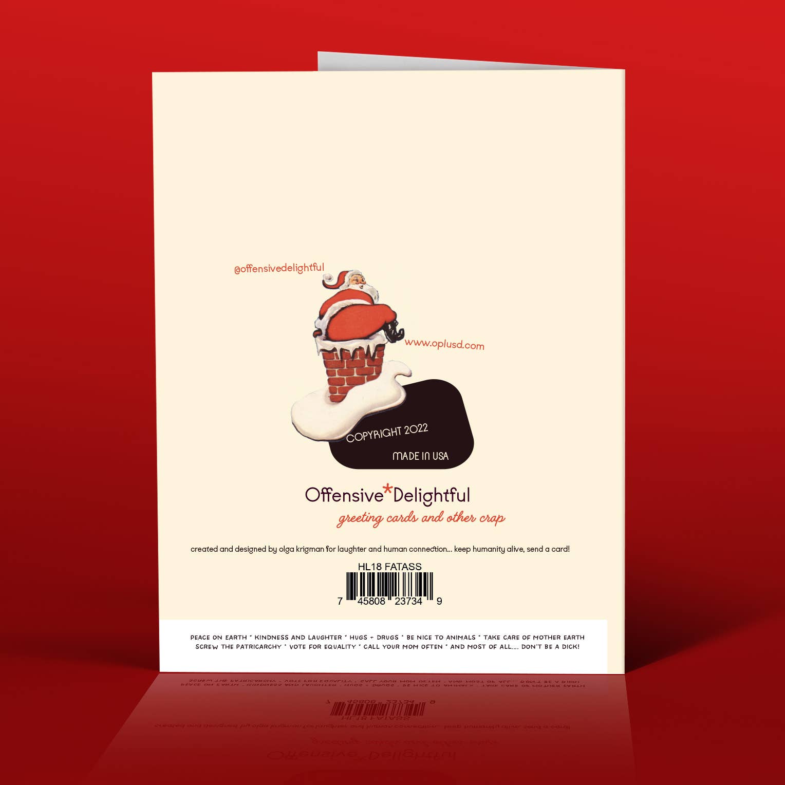 FAT ASS SANTA Christmas Card