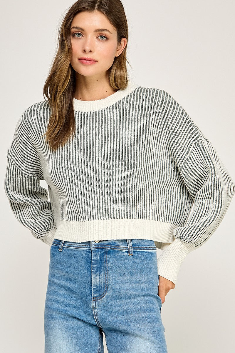 Pure Form Ribbed Sleeve Sweater