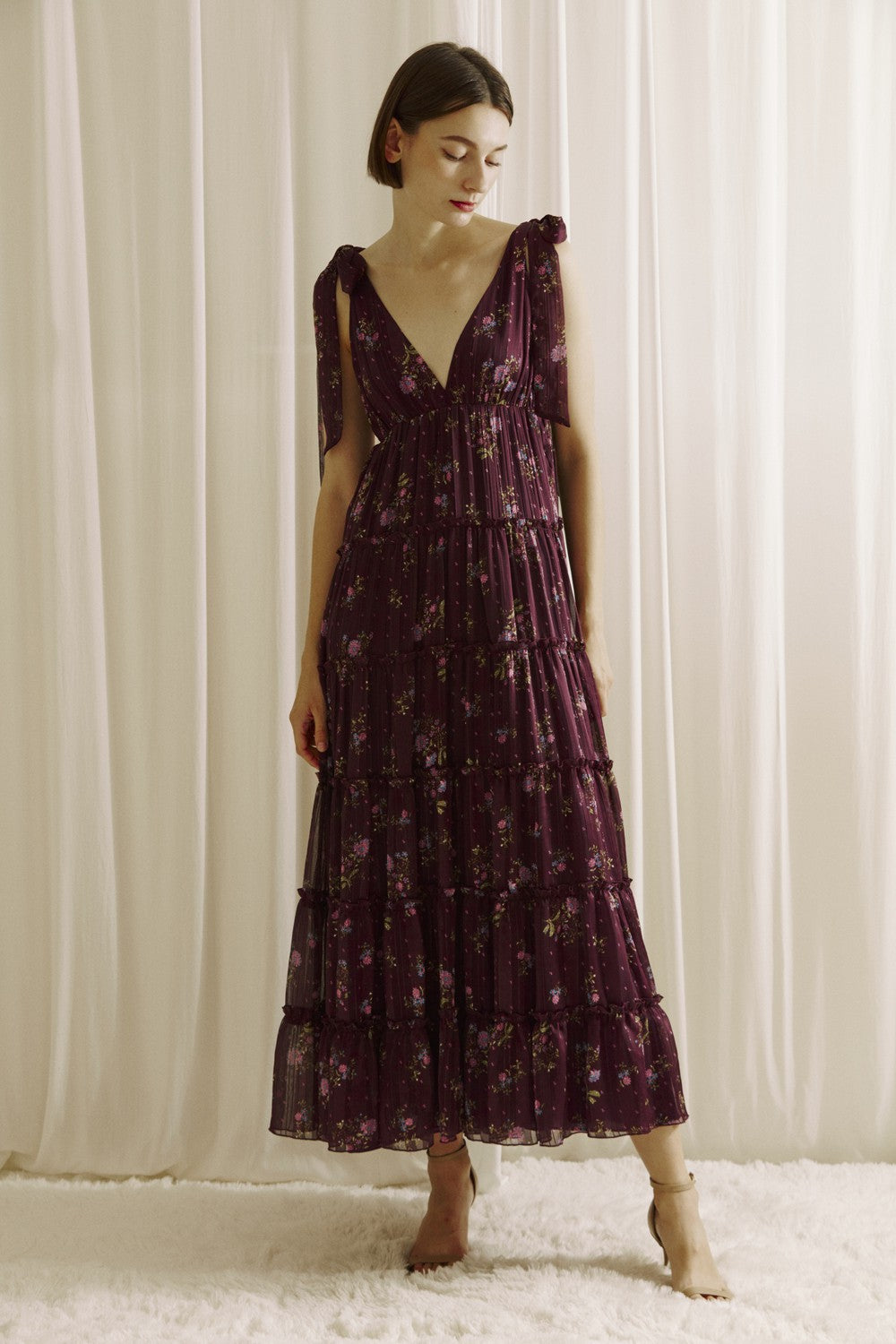 The Meadow Ruffle Midi Dress