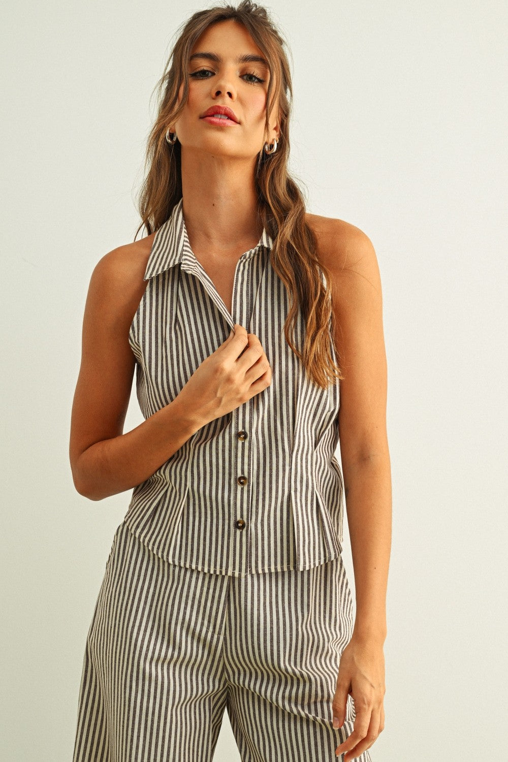 Lindsey Striped Collared Top