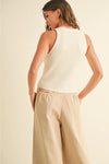 Buttoned Chic Ribbed Tank