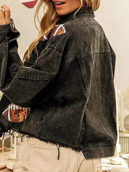Sequin Football Corduroy Jacket