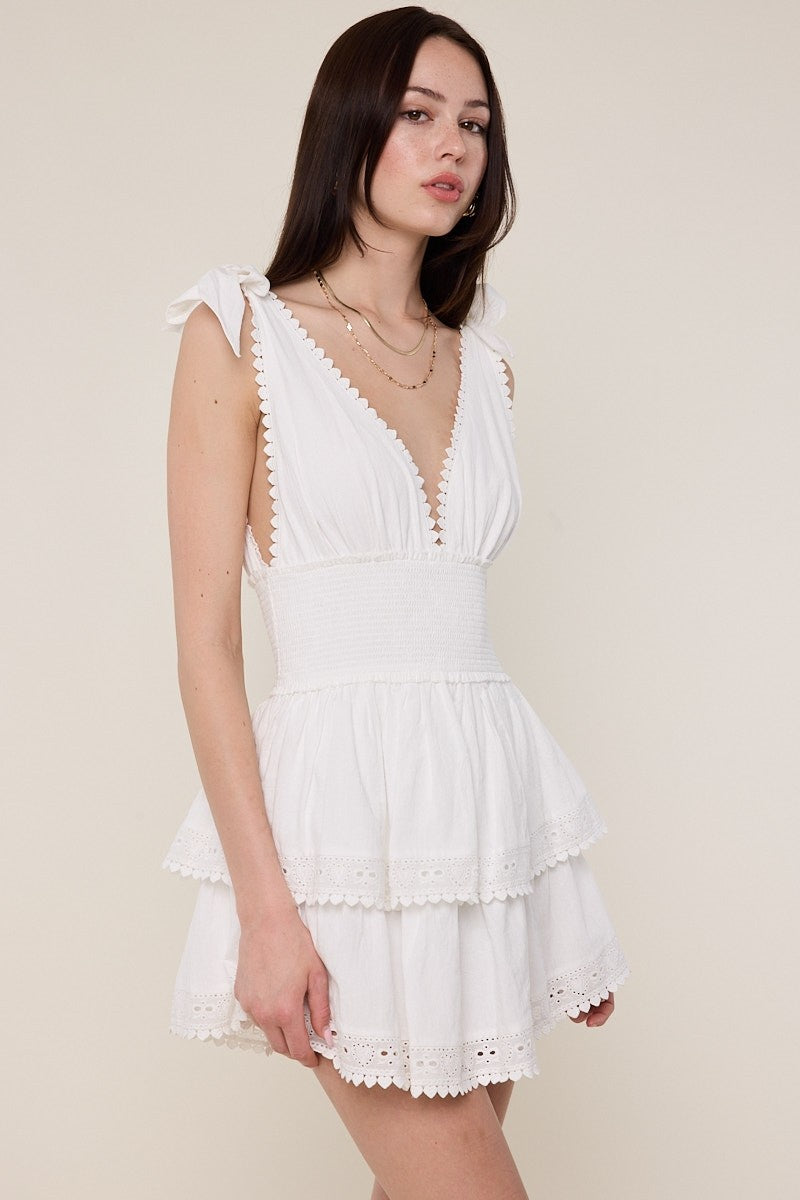 The Seabreeze Ribbon Lace Mini Dress