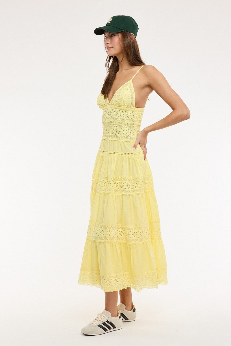 Classic Floral Lace Midi Dress