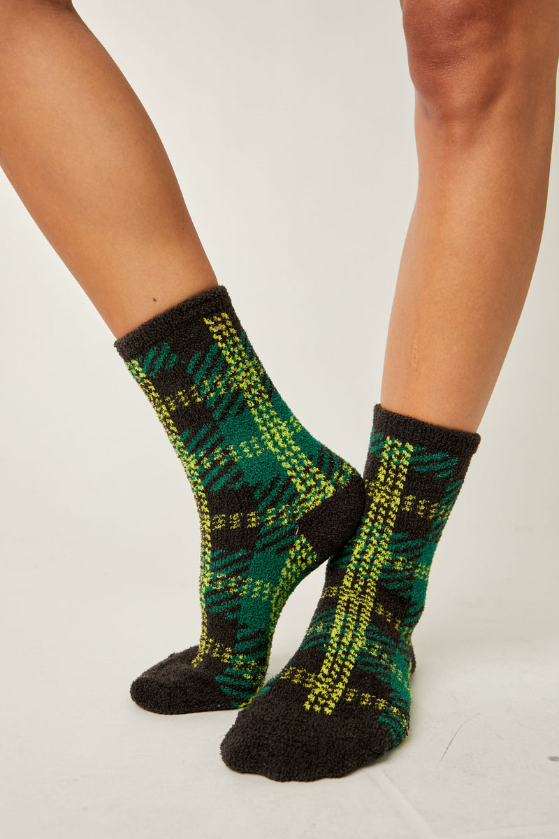 Free People Hilarie Plaid Crew Sock