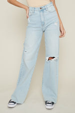 Giving Vibes Distressed Wide Leg Jeans