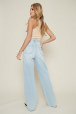 Giving Vibes Distressed Wide Leg Jeans