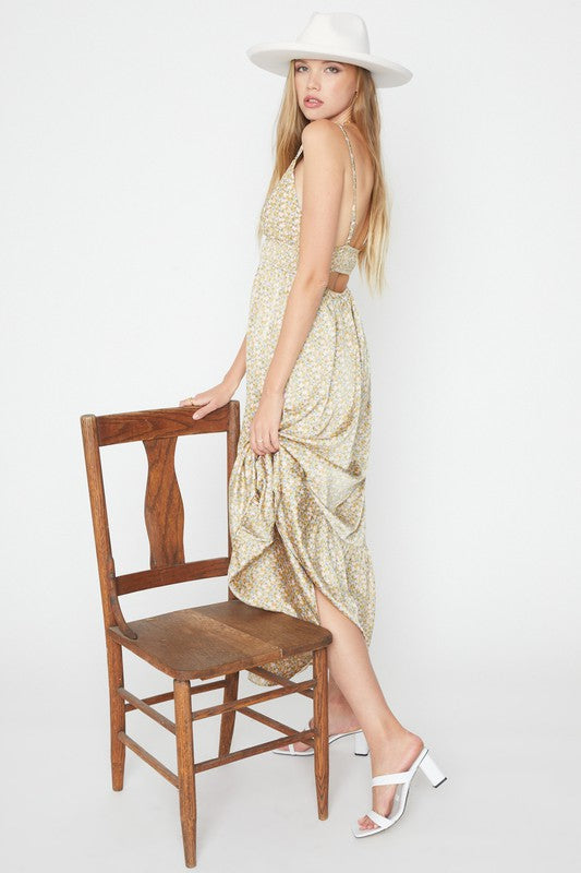 Late To The Party Printed Satin Maxi Dress