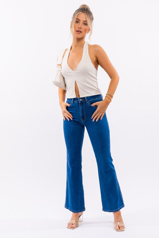 Front View Open Halter Top