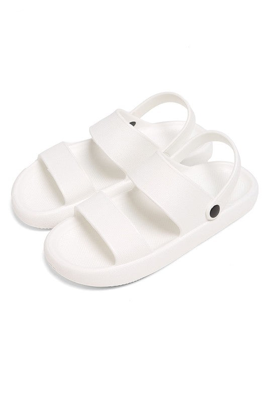 White slide sandals clearance with heels