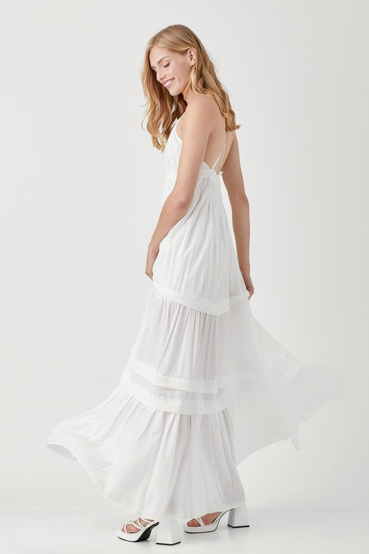 Can't Wait To Go Ruffle Folded Detail Maxi Dress