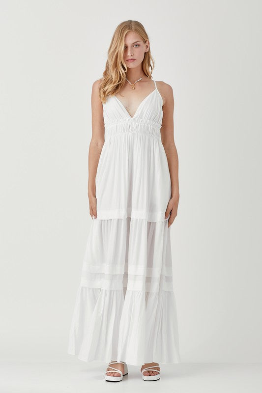 Can't Wait To Go Ruffle Folded Detail Maxi Dress