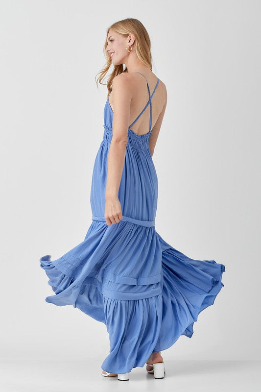 Can't Wait To Go Ruffle Folded Detail Maxi Dress