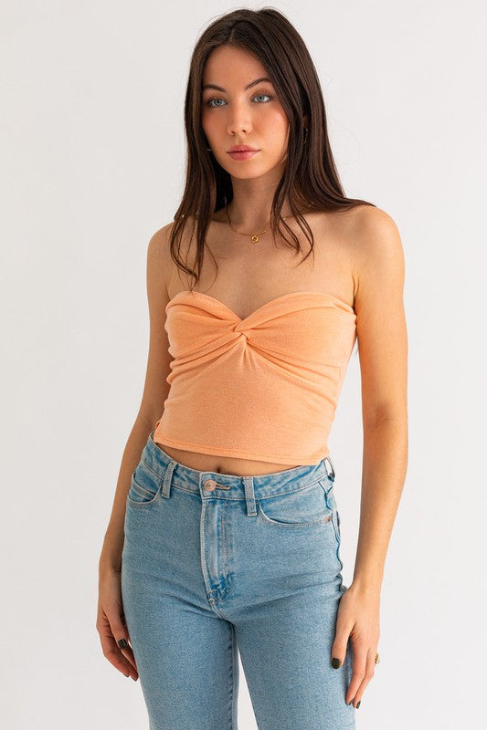 Hit Me On The Top Twist Tube Crop Top