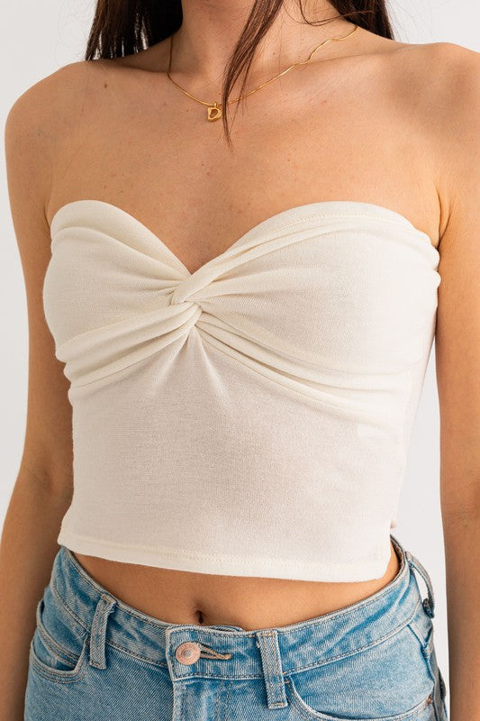 Hit Me On The Top Twist Tube Crop Top – Brightside Boutique