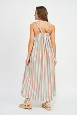 Summer Free Striped Maxi Dress With Pockets