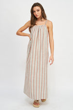 Summer Free Striped Maxi Dress With Pockets