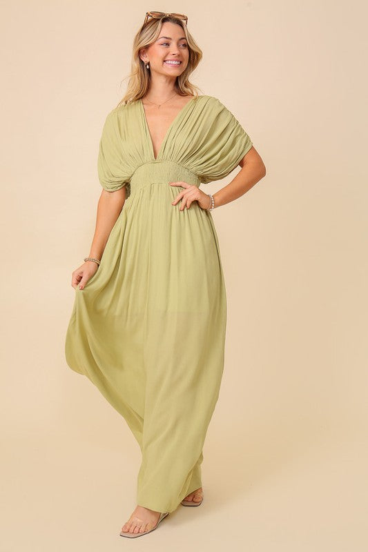 Summer Spring Vacation Sundress Lined Maxi Dress