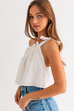 Just Do It Asymmetrical Ruffle Crop Top