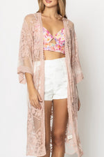 Rush Over Floral Lace Kimono with Front Tie