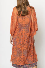 Rush Over Floral Lace Kimono with Front Tie