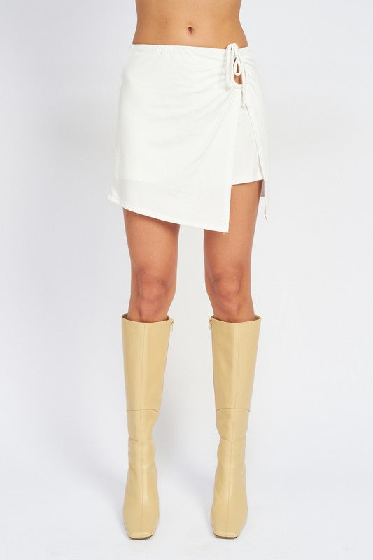 It All Pays Off Ruched Mini Skirt With Side Slit