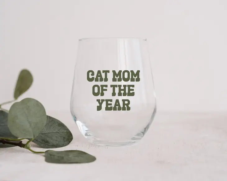 Cat Mom Of The Year Wine Glass
