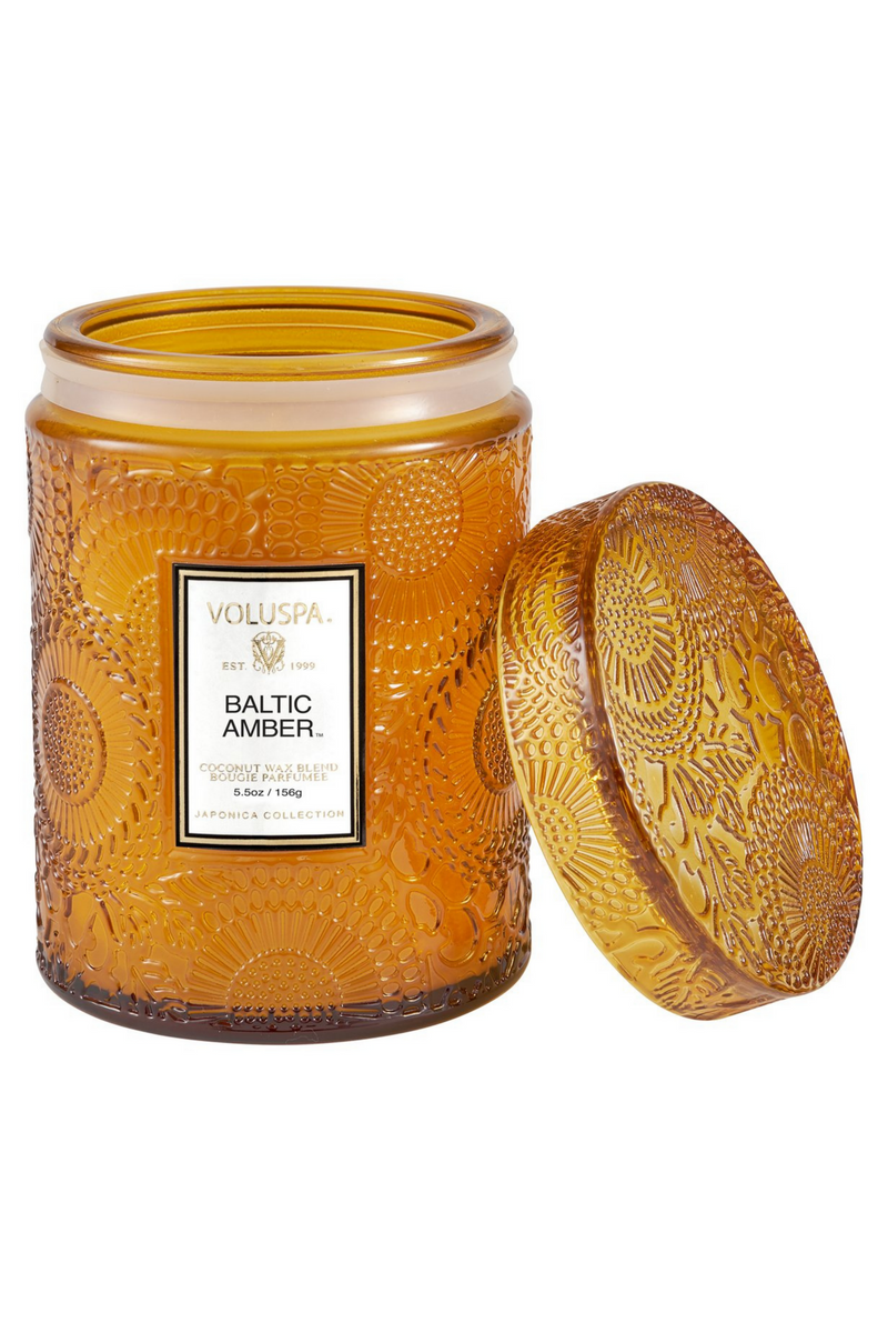 Voluspa Small Embossed Glass Jar - Baltic Amber