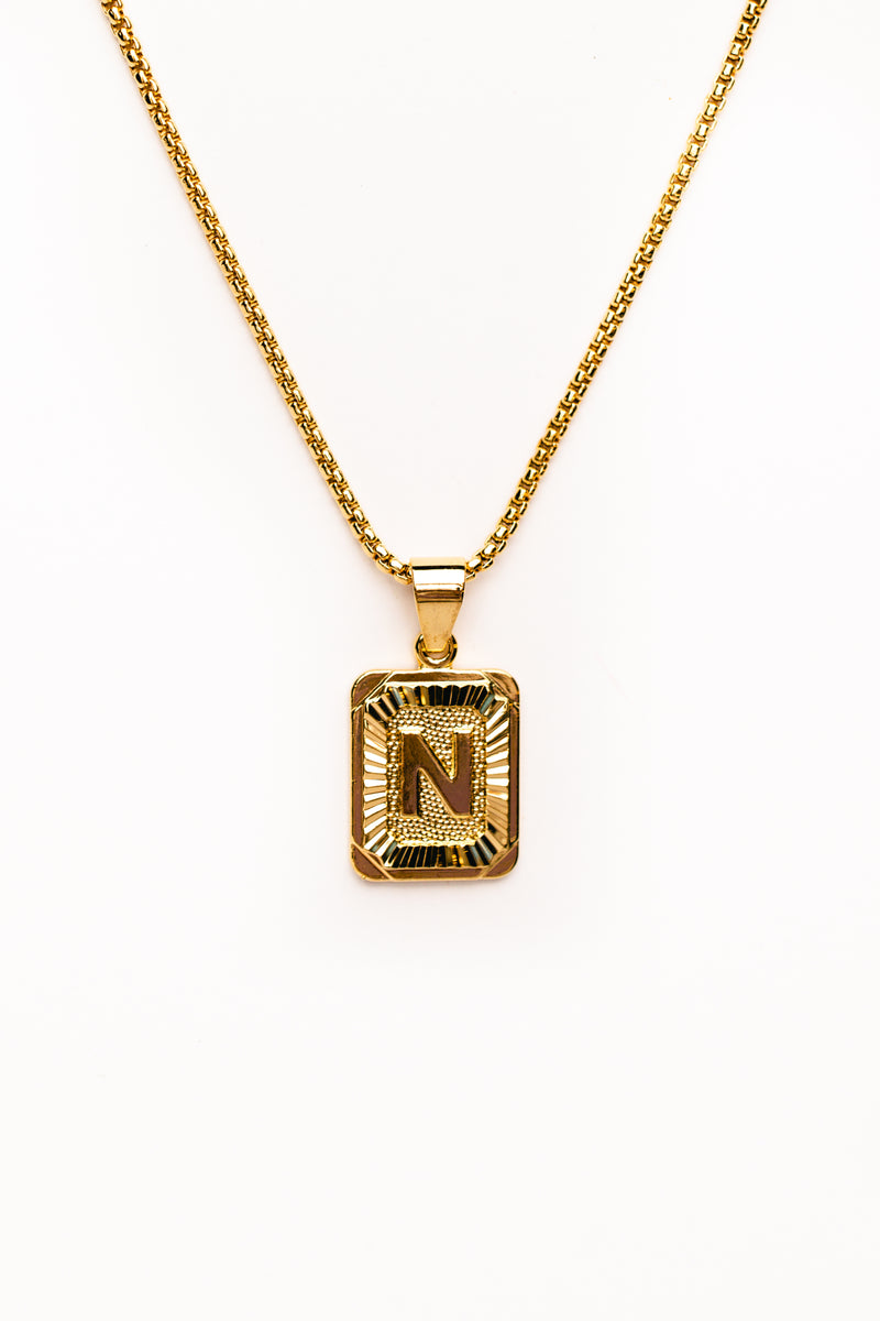 Gold Initial M Necklace Vintage Style Gold Medallion Pendant