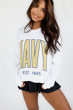 Navy Est. 1845 Crewneck Sweatshirt By Brightside