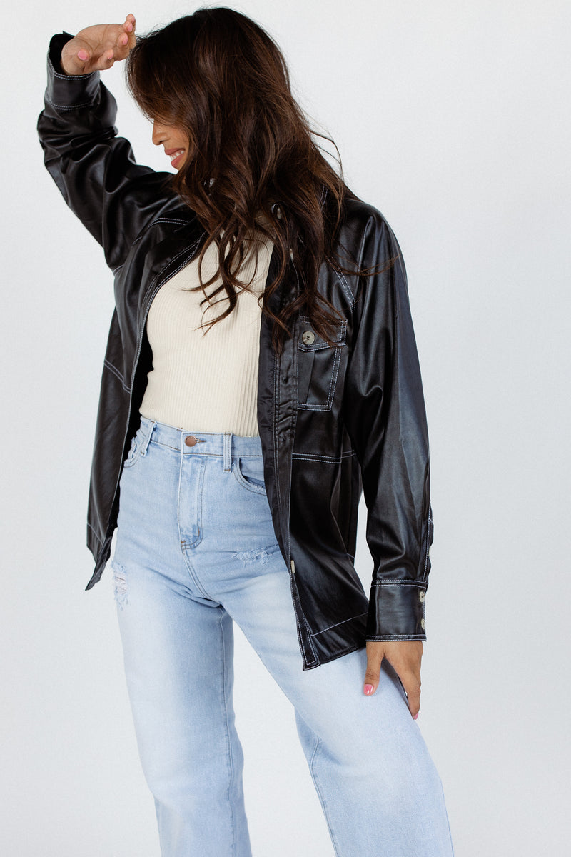 Weekend Love Faux Leather Jacket