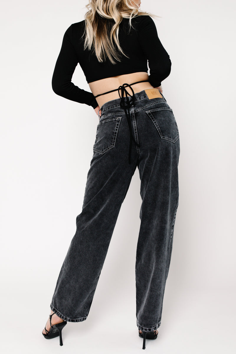 BDG W Black Rip Boyfriend Jean