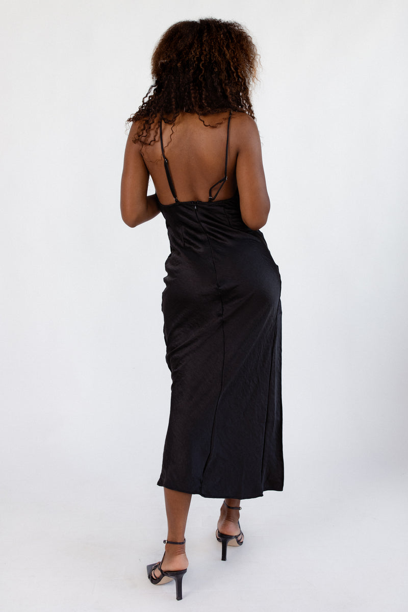 Pomelo Satin Midi Dress
