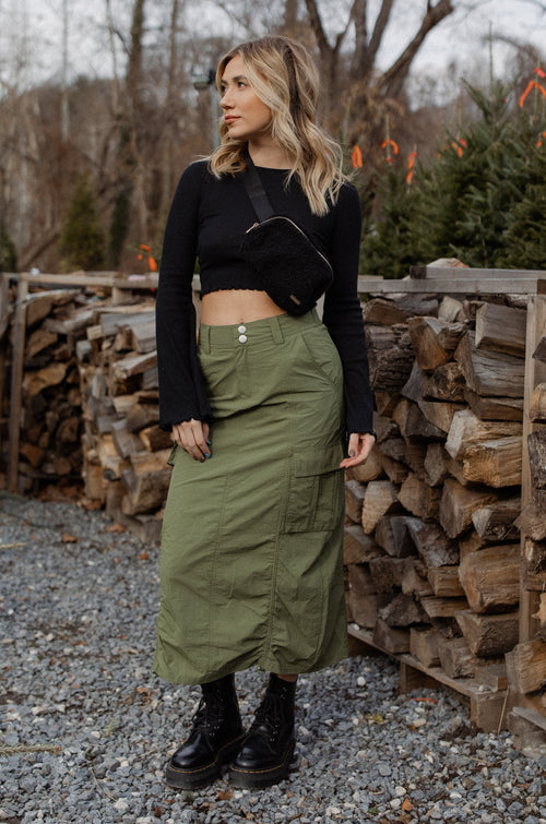 Caught A Vibe Cargo Maxi Skirt