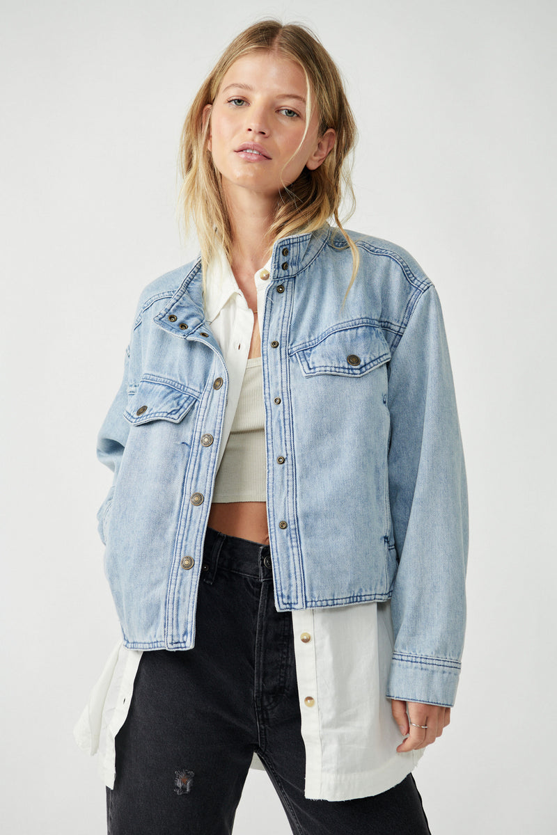 Free People Crystal Utility Denim Jacket