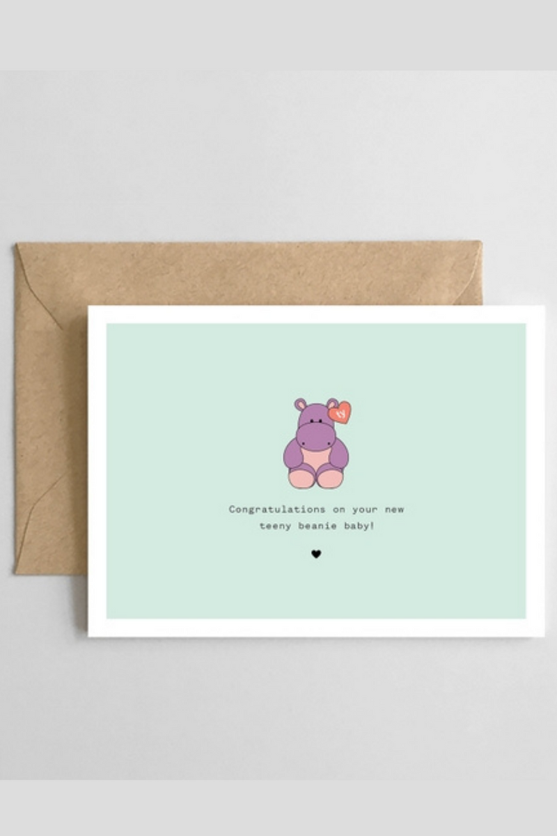 Teany Beanie Baby Hippo Greeting Card